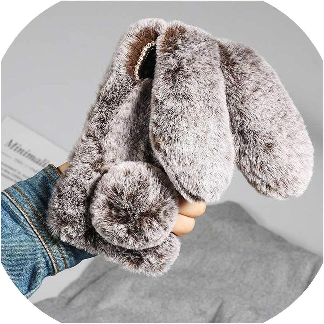 Good Accessories for Protecting Your Phone Cute Rabbit Ear Plush Phone Case for iPhone 11 Pro Max XR XS Max X 7 8 6S Plus Case Soft Warm Hairy Phone Cover Gift,for iPhone Xs Max,Brown