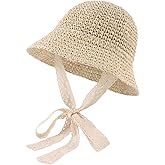 JANGANNSA Baby Girl Straw Hat Outdoor Baby Sun Protection Hats Summer Bowknot Beach Cap for Infant Toddler Girls