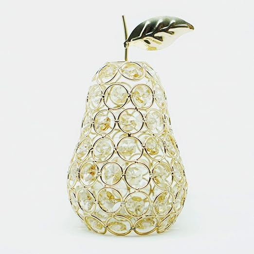 (pear)  Gold Pear Figurine, Artificial Fruit Ornament Table Decor