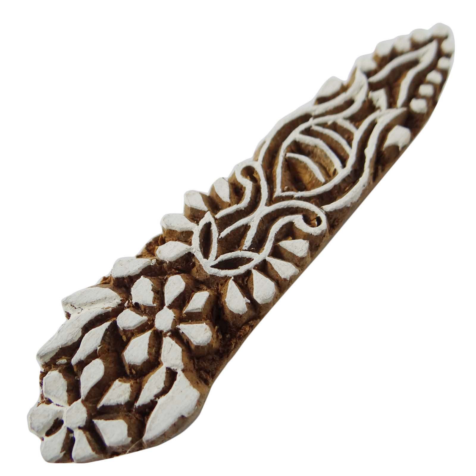 IBA Indianbeautifulart Handmade Printing Block Floral Border Wooden Stamp Blocks Textile Scrapbook