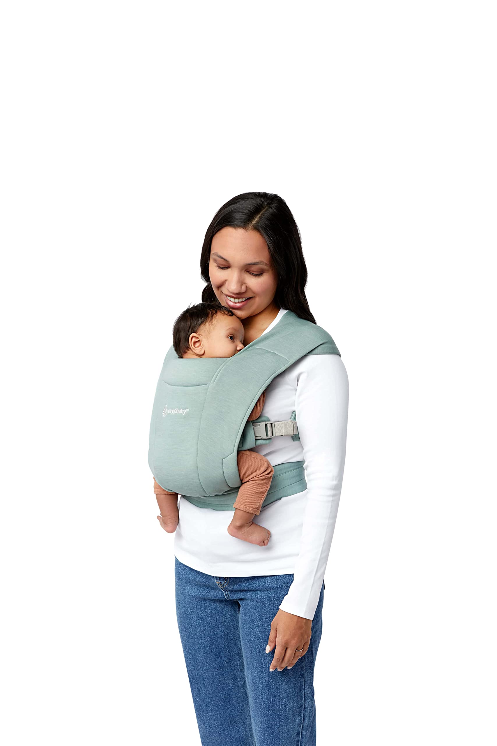 Ergobaby Embrace Ergonomic Baby Carrier for Newborns from Birth with Head Support, 2-Position Front Carrier Belly Carrier Extra Soft and Ergonomic, Jade