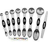 Spring Chef Magnetic Measuring Spoons Set with Strong N45 Magnets, Heavy Duty Stainless Steel Metal, Fits in Most Kitchen Spi