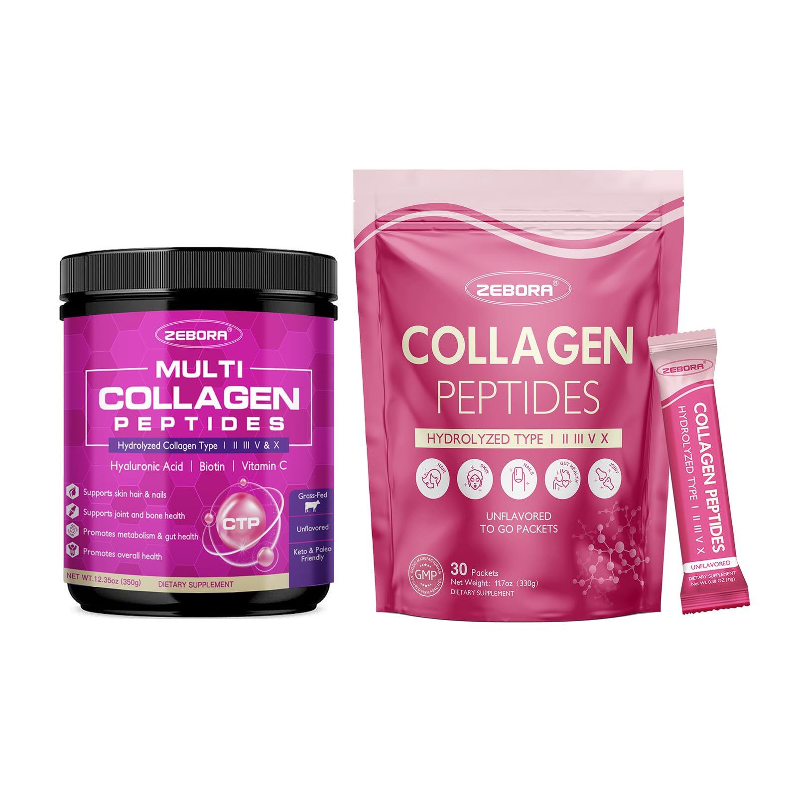 Mua ZEBORA Multi Collagen Peptides Powder - Hydrolyzed Collagen Type I ...