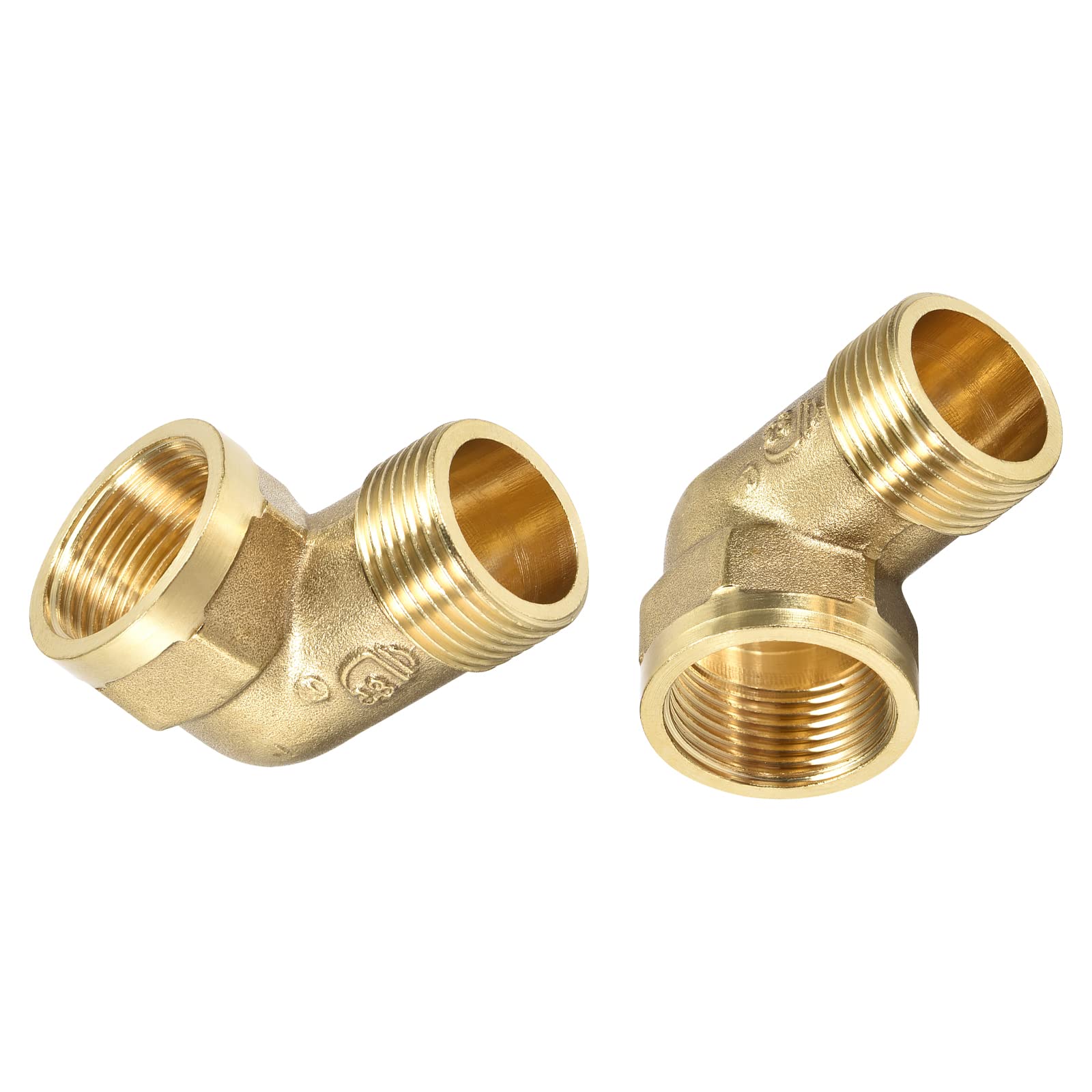 DTGN G3/4 x G3/4 (Male x Female) 90 Degree Brass Pipe Fitting - 2Pack - Good for Water Pipe System - Brass Street Elbow Adapter - Gold Tone