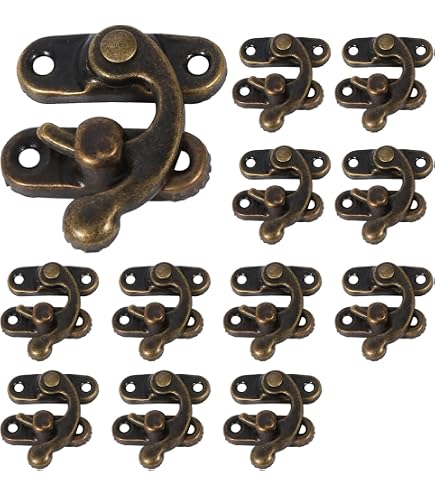 10 Pieces Antique Bronze Lock Clasps With Screws - Zinc Alloy Jewelry Box Hardware, 27x25x8mm - View #5