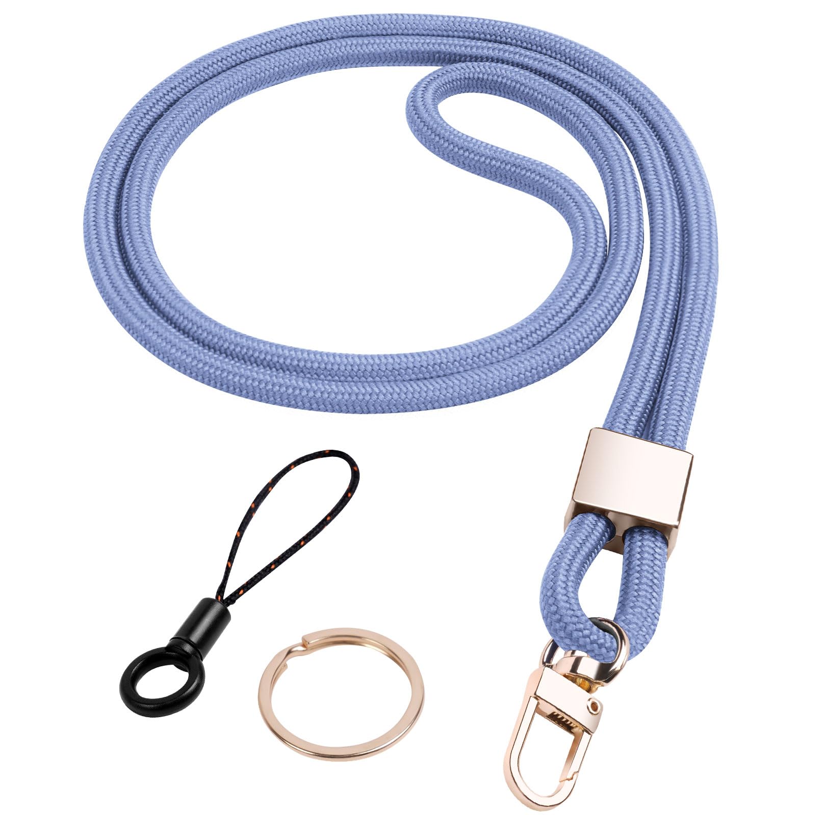 Vicloon Neck Lanyard with Metal Key Rings and Phone Ring Strap - Detachable Lanyards for ID Badge Holder and Keys (Purple)