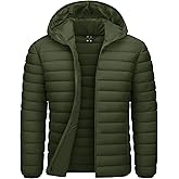 CRYSULLY Men's Puffer Jacket with Hood Lightweight Warm Winter Coats Water-Resistant Windproof Packable Bubble Jackets