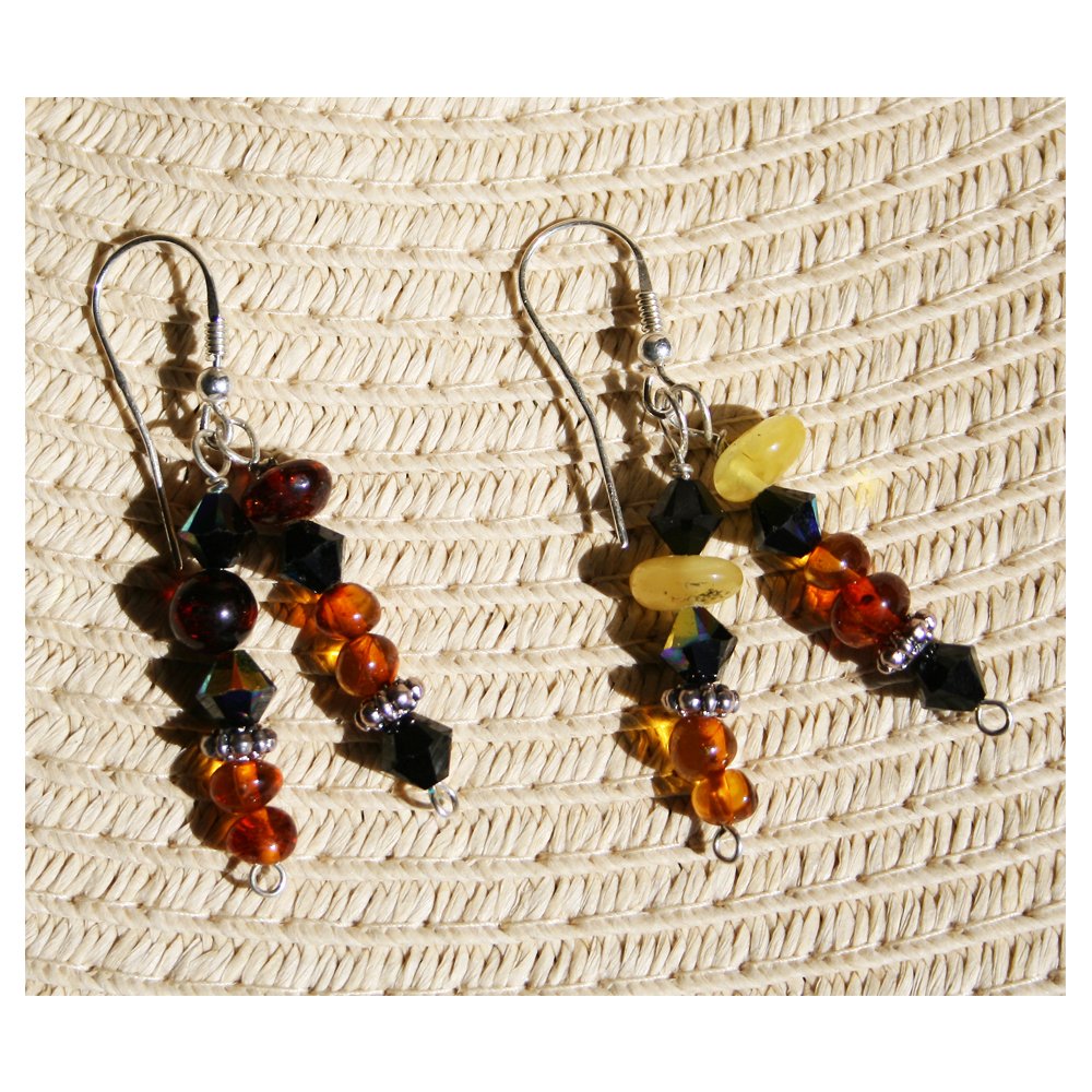 Ornamentales liche nevera ámbar de pendientes en color negro ...