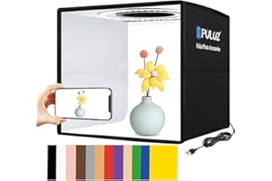 DEPTHLAN Foldable Photo Box Portable Studio Kit 12 Background Colors LED Dimmable Photography Light Box 25 cm Photo Props Equipment