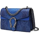 MYHOZEE Crossbody Bags for Women - Snake Printed Clutch Purses Leather Chain Shoulder Bags Evening Handbags
