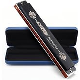 East top 24 Holes Tremolo Harmonica Key of C, Tremolo Mouth Organ Harmonica for Adults, Professionals and Students (T2406K-C)