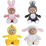 My OLi Easter Stuffed Animal 7" Easter Plush Teddy Bears 4 Pack Costumed Plush Bears: Bunny, Sheep, and Chicken with Fliptabl