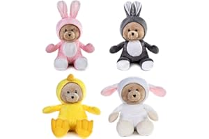 My OLi 7" Easter Bears Pack of 4 Stuffed Costumed Teddy Bears: Bunny, Chicken and Sheep with Flippable Hats Easter Gifts for Babies Kids Boys Girls