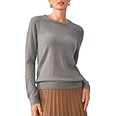 KVSS Women's 100% Pure Cashmere Crewneck Sweater Long Sleeve Pullover Sweater for Women