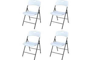 Lifetime Plastic Development Group Fully Assembled Plastic Foldable Party Office Chair with Metal Frame for Indoor and Outdoor, White (4 Pack)