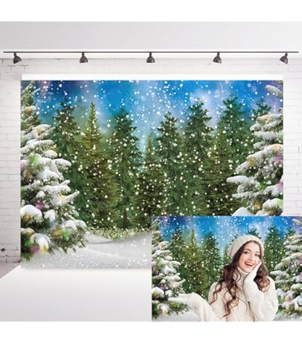 LYCGS 7X5ft Winter Snow Backdrop Winter Snowy Forest Lebanon