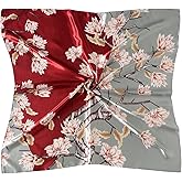CHUNG Women Square Scarf Wrap 35” Satin Headscarf Emulation Silk Large Hair Bandanas Neck Scarves Accessories Patterned