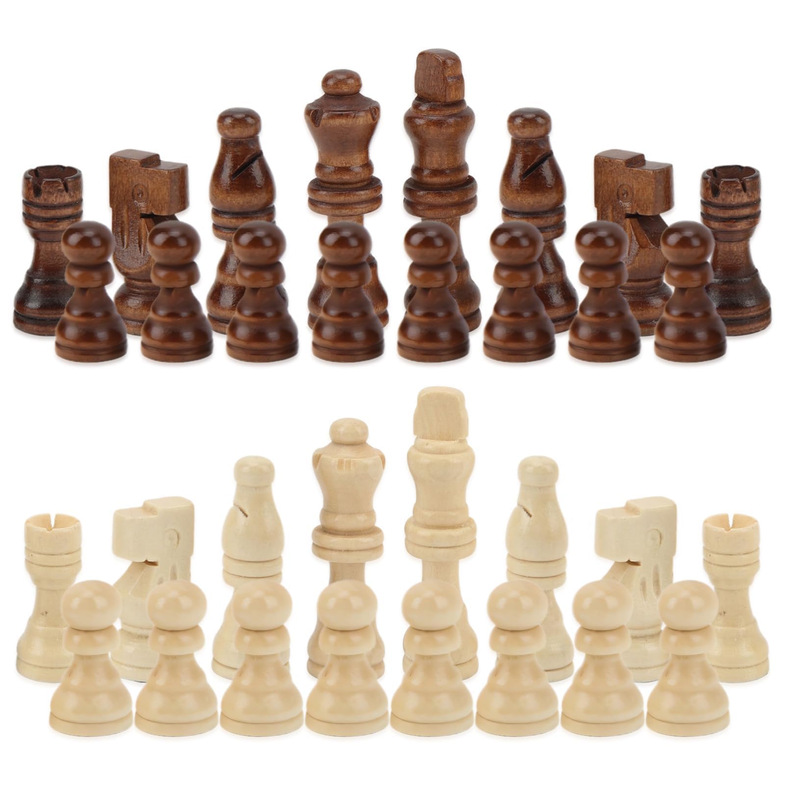 32 Pieces Wooden Chess Pieces, Portable Chess Pieces, Board Game Set Without Chess Board, Professional Chess Pieces Only Chessmen Chess Game Pawns Figurine Pieces Without Board for Adults