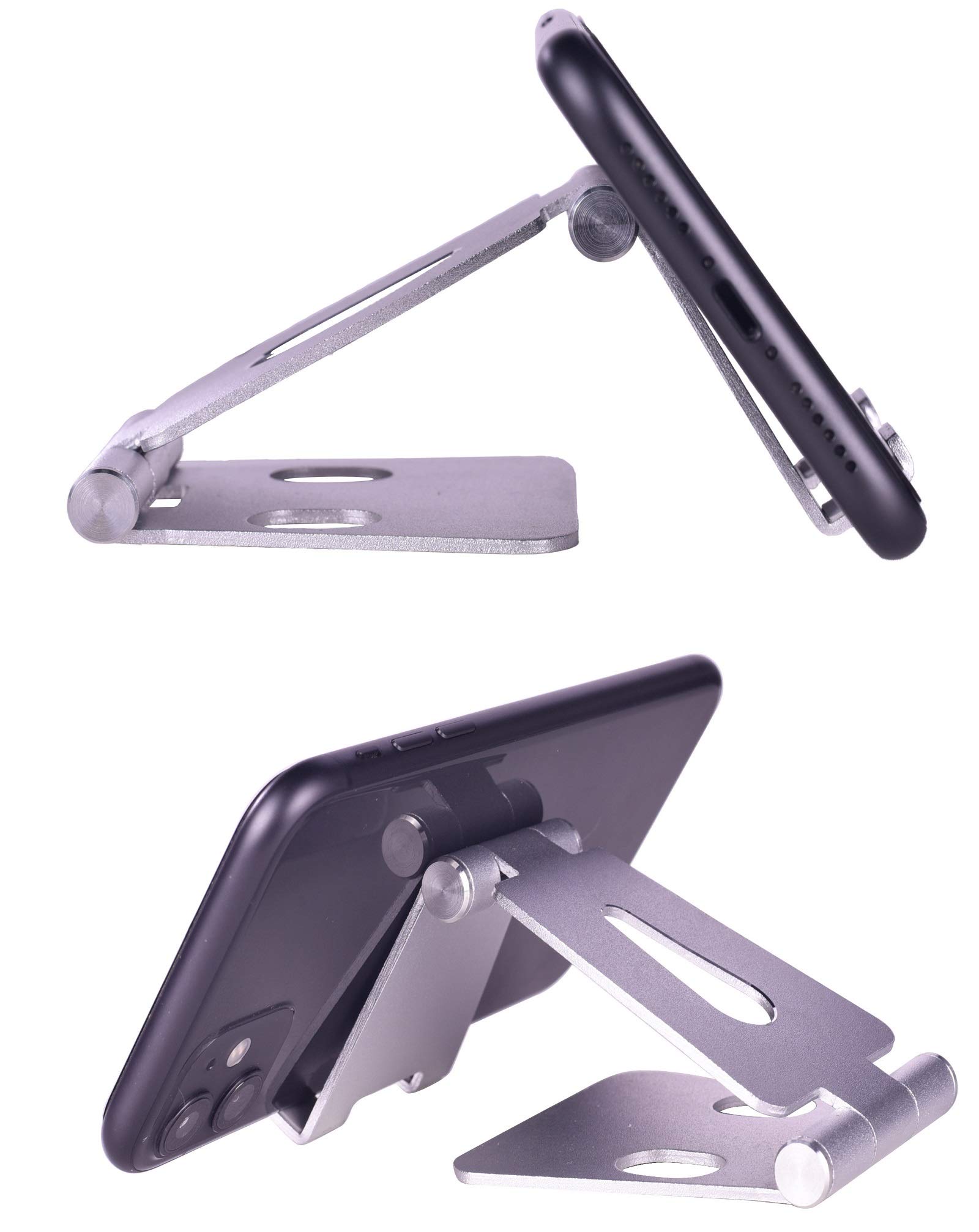 Aurueda Adjustable Cell Phone Stand Foldable Aluminum Tablet Stand Holder Desktop Phone Dock Cradle Phone Holder for iPhone iPad for Samsung and All Android Smartphones & Tablets