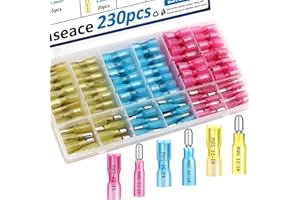smseace 230PCS Heat Shrink Bullet Connectors Assortment Kit 22-10AWG Waterproof Bullet connectors Heat Shrink Female&Male Bul