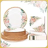 Boosolo Floral Party Supplies - Paper Plates and Napkins Sets for 50 Guests - Include Floral Party Disposable Paper Dinner Plates, Napkins for Baby or Bridal Shower, Birthday, Wedding