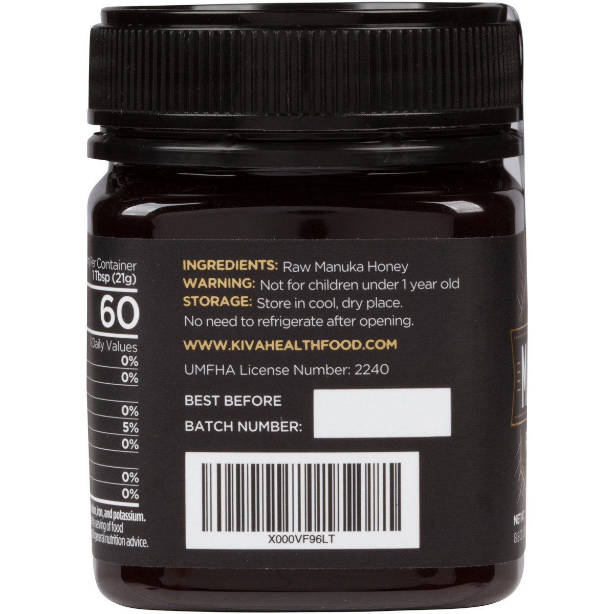 Kiva Raw Manuka Honey, Certified UMF 20+ (MGO 850+) New Zealand (8.8