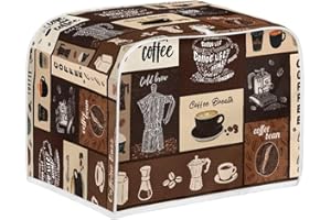 JOAIFO Toaster Cover 2 Slice Brown Coffee Print Kitchen Accessories Decor, Bread Maker Oven Protector, Toaster Dust Proof Fingerprint Cover, Kitchen Decoration