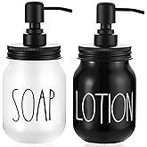 Brighter Barns Hand Soap and Lotion Dispenser Set - Bathroom Soap Holder - Glass Liquid Dispenser - Farmhouse Decor