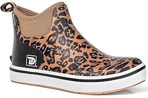 Trudave Women Deck Boots, Waterproof Rubber Fishing Rain Boots, Anti-slip Short Ankle Shoes for Outdoor Fishing Boating, Size 6-11