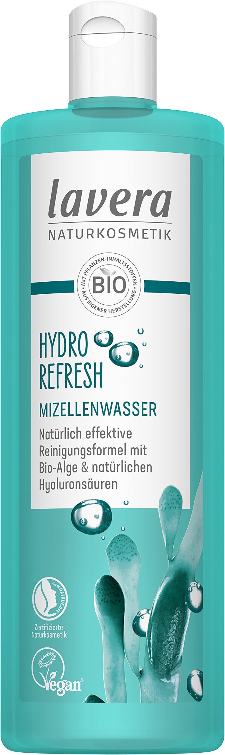 lavera Hydro Refresh Micellar Water - with Algae and Hyaluronic Acid - Gentle and Gentle Makeup Removal - High Compatibility - Vegan - Natural Cosmetics - 400 ml