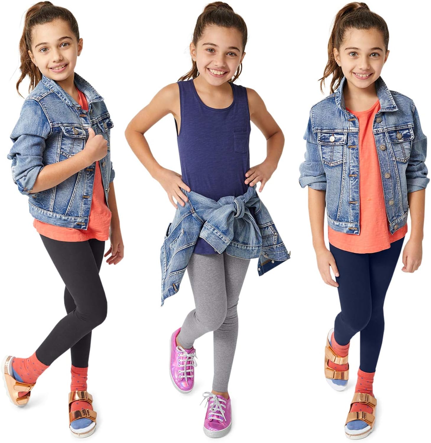 KIDPIK Girls Leggings 3-Pack | Great Basics Everyday Wear: Clothing
