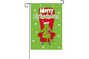 ARSEMICA Funny Christmas Garden Flag, Novelty Grinch Christmas Decorations, Double Sided Merry Grinchmas Yard Flag, Outdoor Holiday Yard Decor, 12x18 Inch