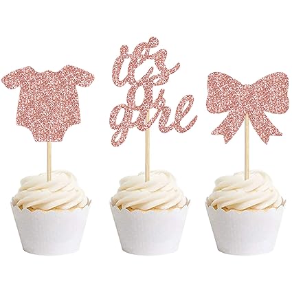 gold baby shower cupcake toppers