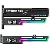 GSCOLER ARGB GPU Support Bracket with CPU & GPU Temp Display, Universal Graphics Card Support, Multi Angle Adjustable GPU Sag Bracket for Video Cards, GPU Stand Built-in 5V3PIN Addressable RGB Strip