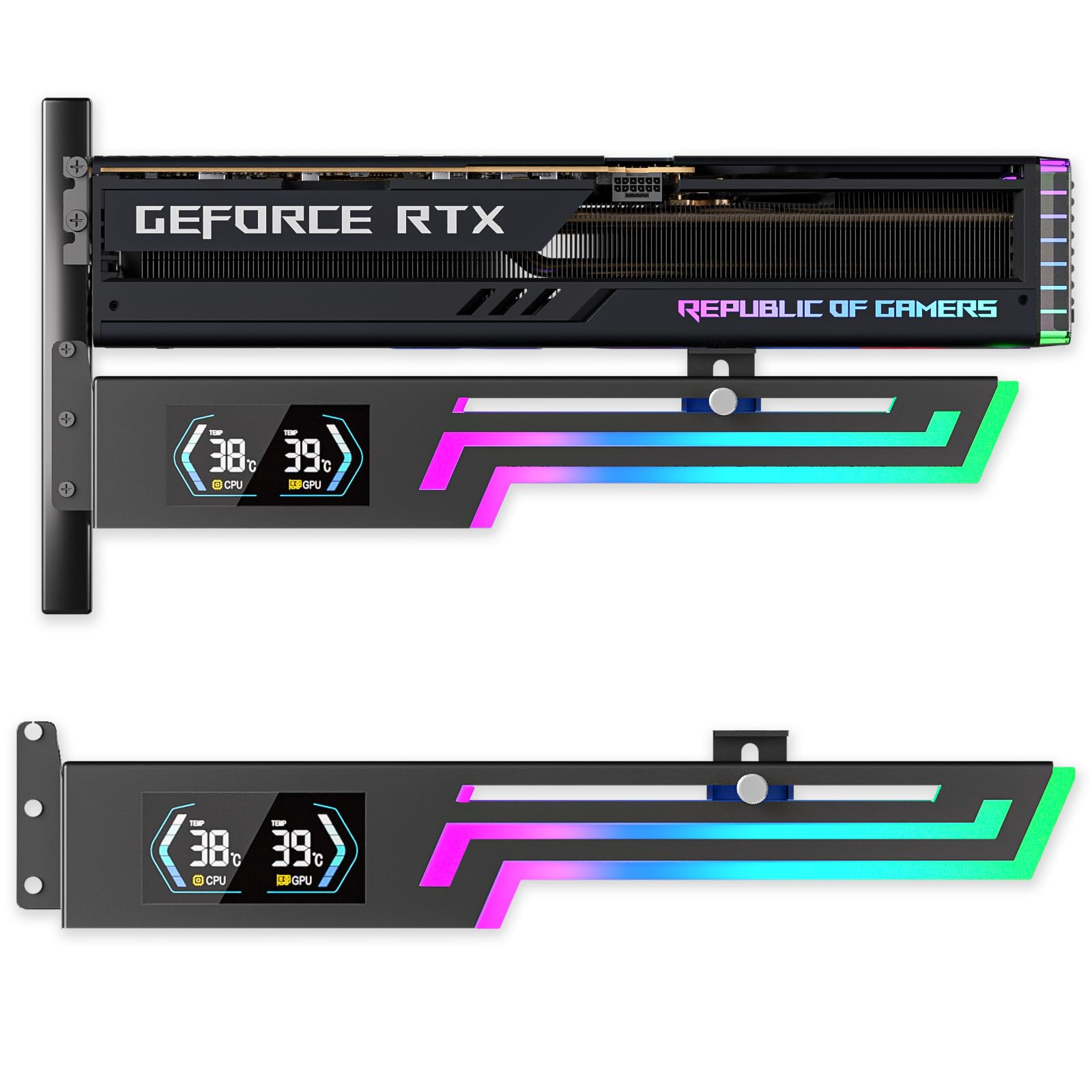 GSCOLER ARGB GPU Support Bracket with CPU & GPU Temp Display, Universal ...