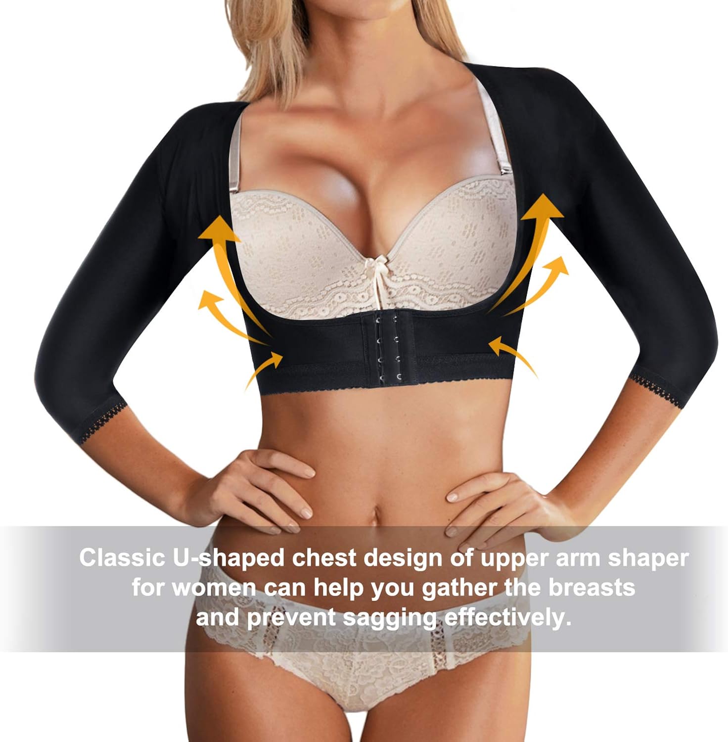 Wonderience Women Upper Arm Shaper Body Compression Sleeves Post Surgical Slimmer Humpback Posture Corrector Tops Shapewear at  Women’s Clothing store