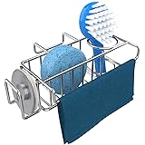 Sponge Holder for Sink, Kitchen Double Sink Caddy, Stainless Steel Dish Brush Holder, Hanging Sponge Caddy, in Sink Organizer