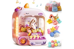 VANVIMEN Unicorns Claw Machine for Kids Girls, Mini Arcade Candy Vending Machine, Coin/Countdown/Interactive Cheer, Fidget Prizes Refill, Egg Grabber Machine Dispenser, Party Toys Gifts for Girls Boys
