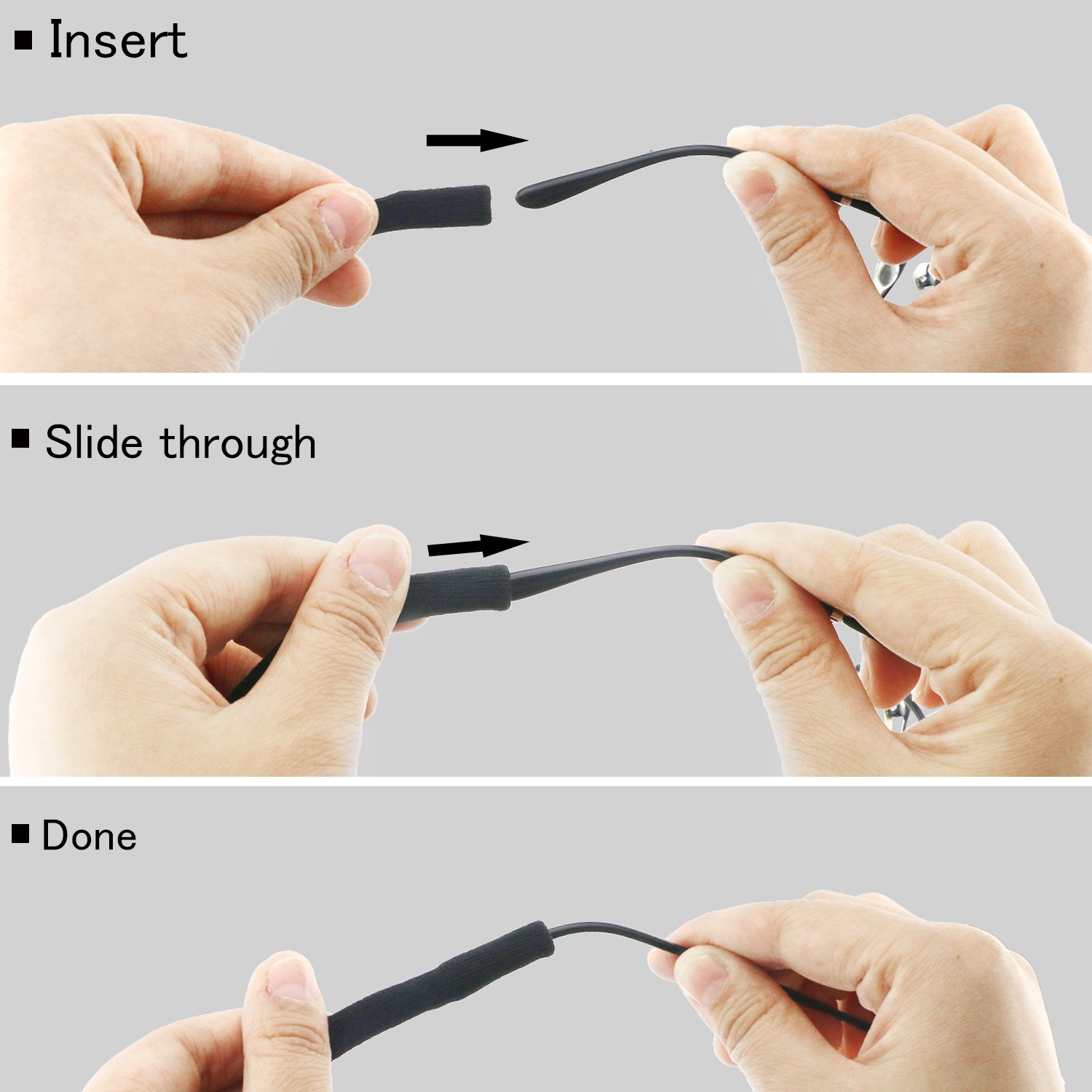 ONME Adjustable Eyewear Retainer, Universal Fit Rope Eyewear Retainer, Sport Unisex Sunglass Retainer Holder Strap, Set of 6 (Black) - Image 6
