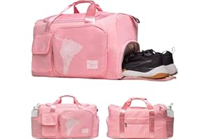 GoVivo Gym Bag with Shoe Compartment, Gym Duffle Bag for Women, Water Resistant Weekender travel Bag, bolso de viaje para mujer, Lightweight & Stylish gym bags, Pink