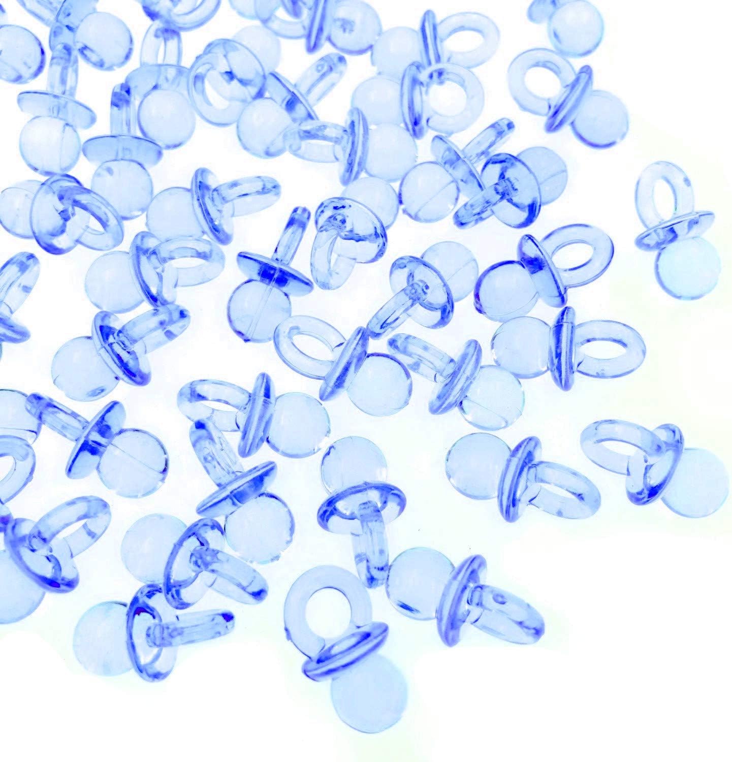 JZK 100 x Blue Mini Dummy Pacifier Acrylic Soothers Table Scatter Confetti Party Decoration Accessory for Baptism Baby Shower Baby Birthday Mother to Be Party