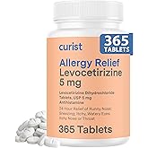 Curist Levocetirizine 5 mg (365 Tablets) Seasonal Antihistamine for Allergy Relief - 24 Hour Itch, Sneezing & Runny Nose Relief