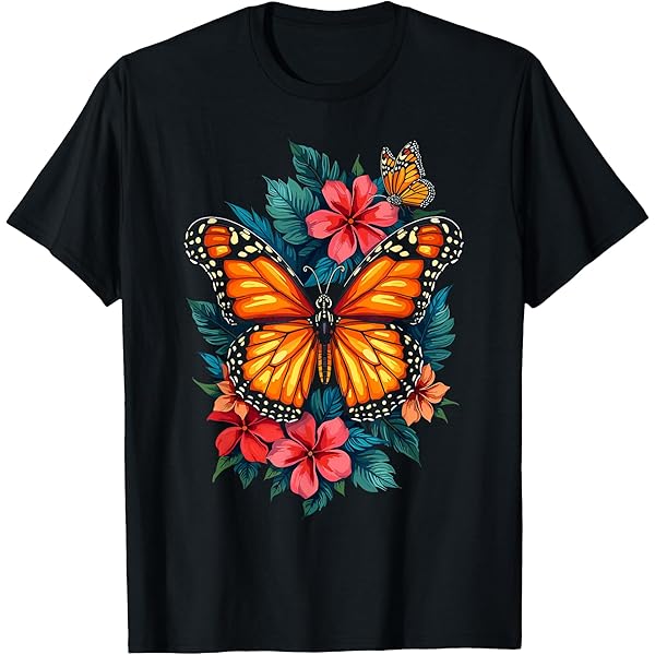 Amazon.com: Butterfly With Flowers I Aesthetic Butterfly T-Shirt  