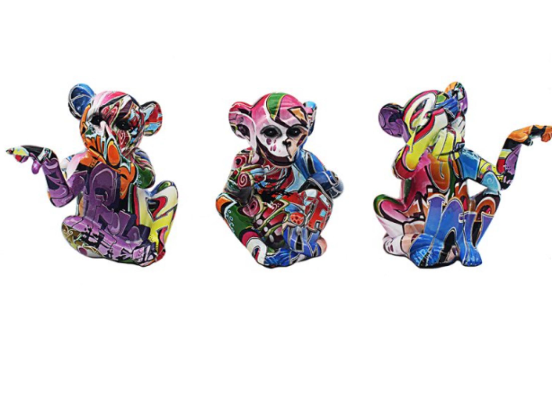 Lesser & Pavey British Designed Graffiti Ornament | Home Decor Animal Ornaments For All Homes or Offices | Decorative Home Accessories For All Types of Homes - (Three Wise Monkeys)