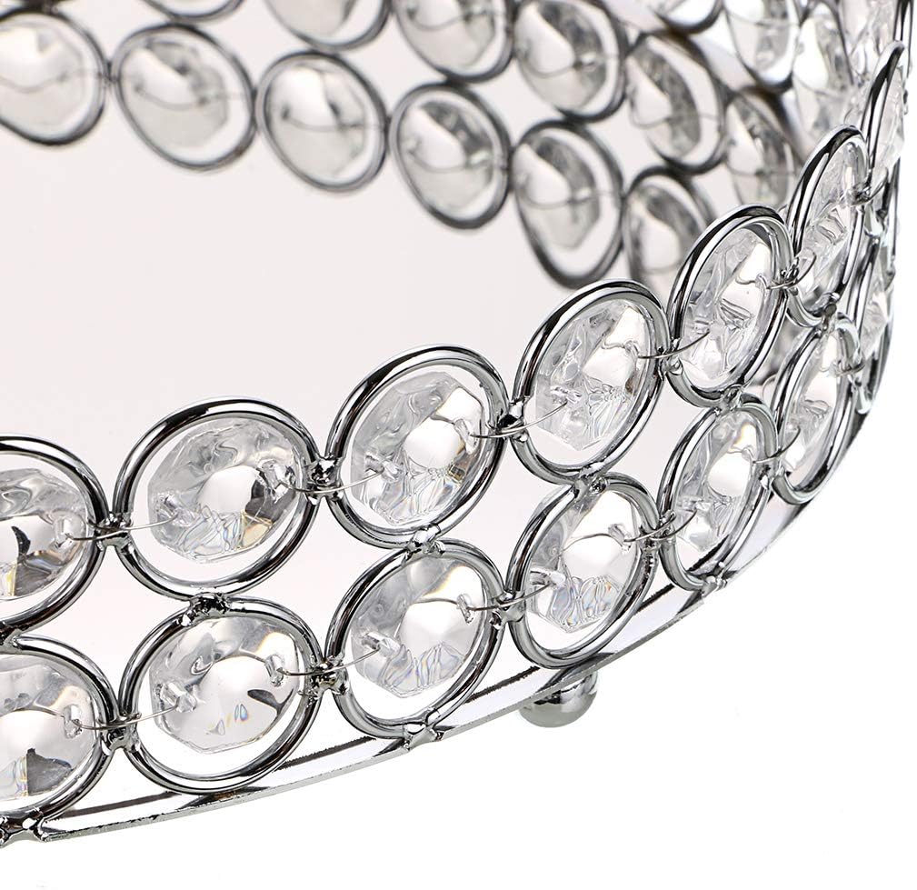 Hipiwe Crystal Cosmetic Vanity Tray - Mirrored Decorative Jewelry Tray Make up Organizer for Perfume, Trinket, Makeup Display Dresser Home Decor: Home & Kitchen