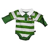 John Deere Baby Stuff John Deere Striped Embroidered Baby Infant Longsleeve Bodysuit Heather/Green