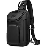 reeyee Anti-Theft Sling Bag with Lock, Waterproof Crossbody Backpack Fits 11 inch Tablet, Men's Shoulder Chest Bag