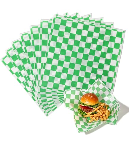 100pcs Brown Checkered Waxed Deli Paper – 7.1x7.1 Inch Greaseproof Food Liners