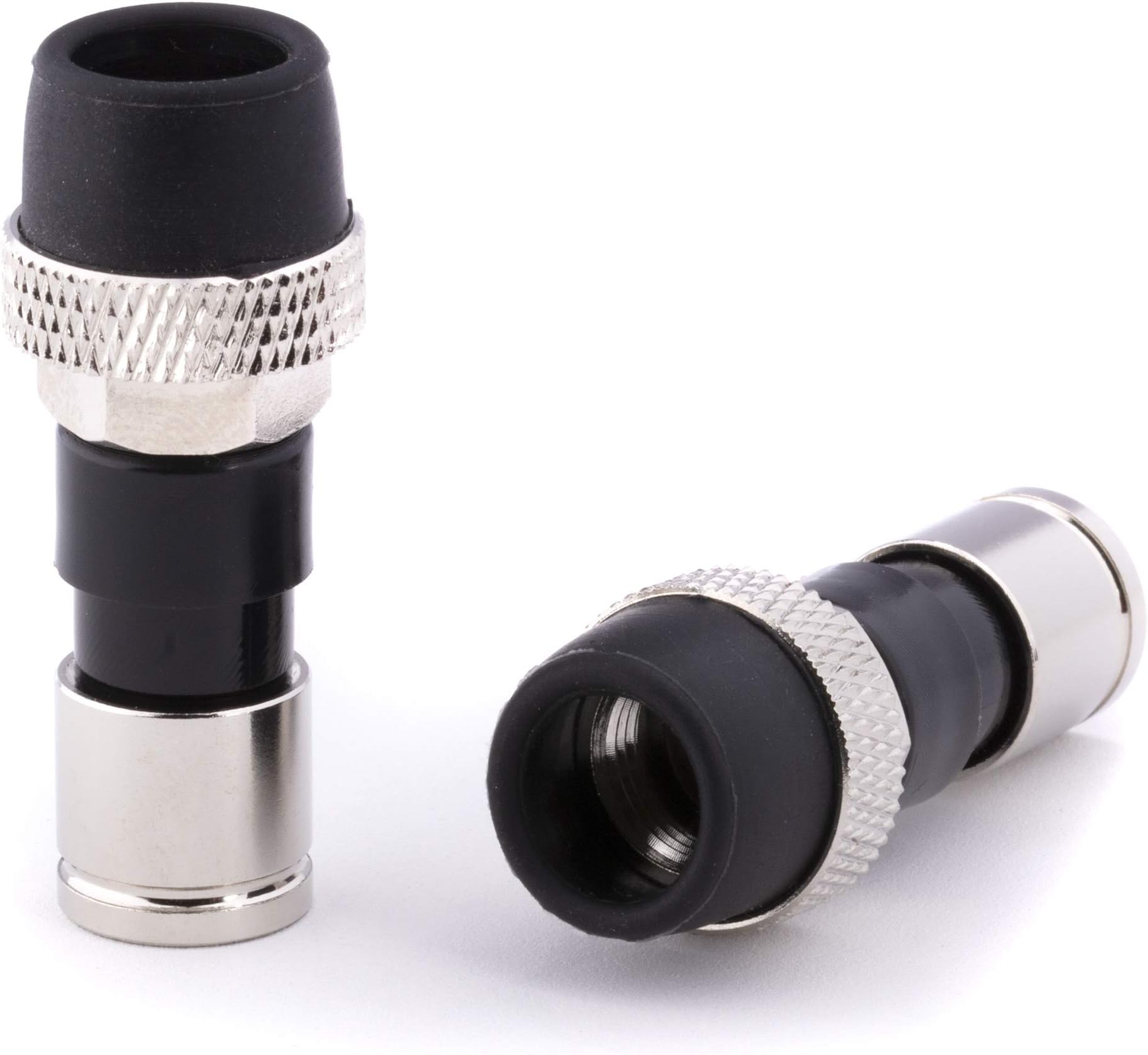 Coaxial Cable Compression Fitting Connector - for RG59 Coax Cable - with Weather Seal O Ring, Weather Boot, and Water Tight Grip (25 Pack)