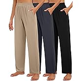 Huukeay 3 Pack Women's Lounge Pants, Cozy Wide Leg Lounge Slacks with Pockets Loose Flowy Yoga Sweatpant Workout Comfy Jogger